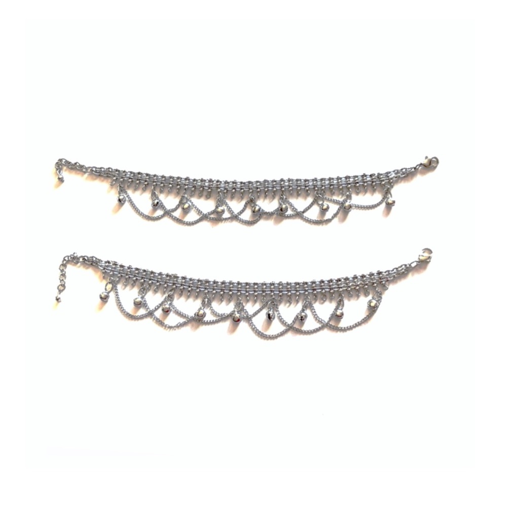 New 2 Fun Anklets or Bracelets Silver Chain Bells